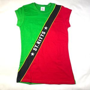 SAINT KITTS Nevis Flag Women's Tshirt! Cap Sleeves St. Kitts West Indies Sz XL